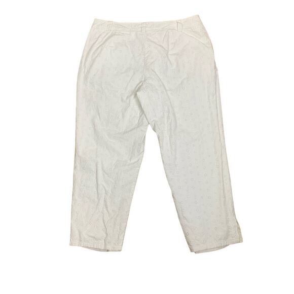 💰Liz Claibourne Petite Audra 100% Cotton White Eyelet Ankle Pants - Size 14 P - Picture 5 of 10